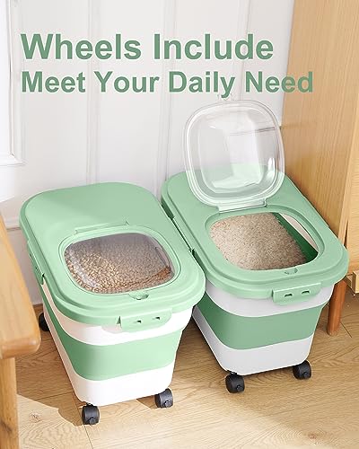 20-30 Lbs Rice Storage Container,Collapsible Food Storage Container - color: Light Green/20-30LBS