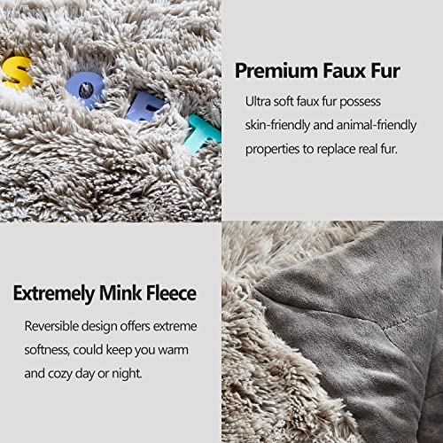 GONAAP Fuzzy Faux Fur Throw Blanket for Couch, Frosty Grey, 50"x60" - color: Frosty Grey, size: Throw(50"x60")