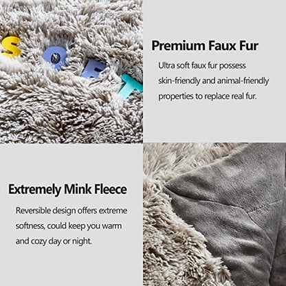 GONAAP Fuzzy Faux Fur Throw Blanket for Couch, Frosty Grey, 50"x60" - color: Frosty Grey, size: Throw(50"x60")