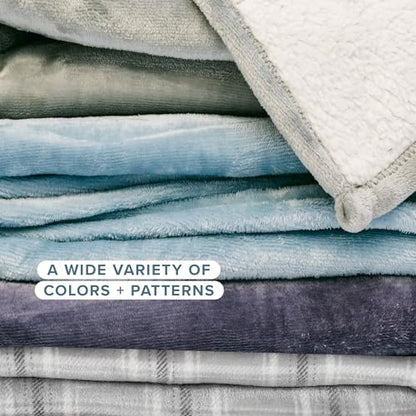 Bare Home Sherpa Fleece Blanket (Throw, Taupe) - color: 08 - Taupe, size: Throw/Travel