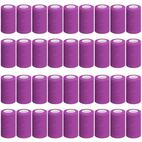 Treela 36 Pcs Self Adherent Bandage 4" X 5 Yard Wrap Breathable - color: Purple, size: 4" X 5 Yard