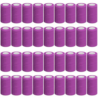Treela 36 Pcs Self Adherent Bandage 4" X 5 Yard Wrap Breathable - color: Purple, size: 4" X 5 Yard