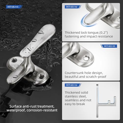 2 Pack 360 Degree Flip Bathroom Stall Latch for Inside Door | 3 Locking Methods Stainless Steel Barn Door Latch Heavy Duty Gate Hardware (Brushed Steel) - color: Brushed Stainless Steel