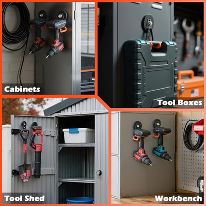 ULIBERMAGNET New Upgraded Heavy Duty Magnetic Garage Hooks,10 Pack Strong Large Magnet Hooks for Power Drill,Garden Tools,Hose,Pegboard,Garage, Workshop,Magnetic Storage Hook for Hanging(Orange) - style: V1 Pro 2.59" Strong Medium L Orange 10PC