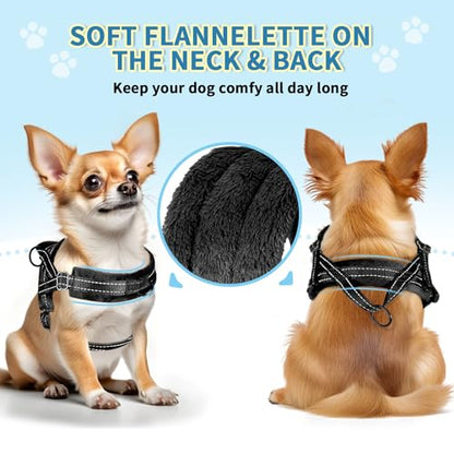SlowTon No Pull Small Dog Harness and Leash Set with Front Clip | Soft Padded, Neck & Chest Adjustable, Lightweight, Anti-Twist, Puppy Vest Harness Pet Lead Combo for Small Medium Dog, B, S - color: Black, size: Small