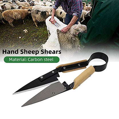 Single Bow Sheep Shears, Heavy Duty 6.1-Inch Carbon Steel Blade, 12.5-Inch Long Hand Shears for Sheep, Alpaca, Goat, Rabbit, Horse & Dog, Farm Grooming Scissors (Black) - color: Black
