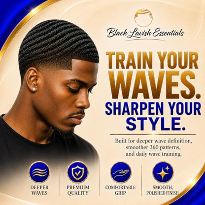 Men’s Hair Brush, Build Deeper, Hard Boar Bristle Curved, Perfect for Styling Hair, Ultimate Wave Grooming Tool, 360 Wave Brush (Medium-Hard Brush, Blue) - color: Royal Blue, size: Medium-Hard