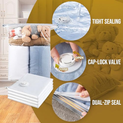 TAILI 4 Pack Vacuum Storage Bags, Jumbo Size (31×40 inch), Cream - size: 4 Jumbo