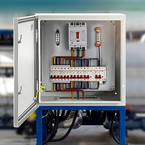 VEVOR NEMA Steel Enclosure, 24 x 24 x 8'' NEMA 4X Steel Electrical Box, IP66 Waterproof & Dustproof, Outdoor/Indoor Electrical Junction Box, with Mounting Plate - size: 24 x 24 x 8