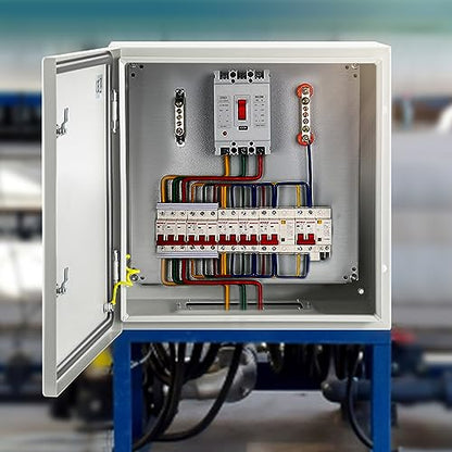 VEVOR NEMA Steel Enclosure, 24 x 24 x 8'' NEMA 4X Steel Electrical Box, IP66 Waterproof & Dustproof, Outdoor/Indoor Electrical Junction Box, with Mounting Plate - size: 24 x 24 x 8