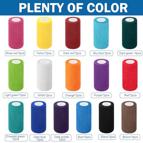 Treela 36 Pcs Self Adherent Bandage 4" X 5 Yard Wrap Breathable - color: Light Color, size: 4" X 5 Yard