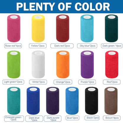 Treela 36 Pcs Self Adherent Bandage 4" X 5 Yard Wrap Breathable - color: Light Color, size: 4" X 5 Yard