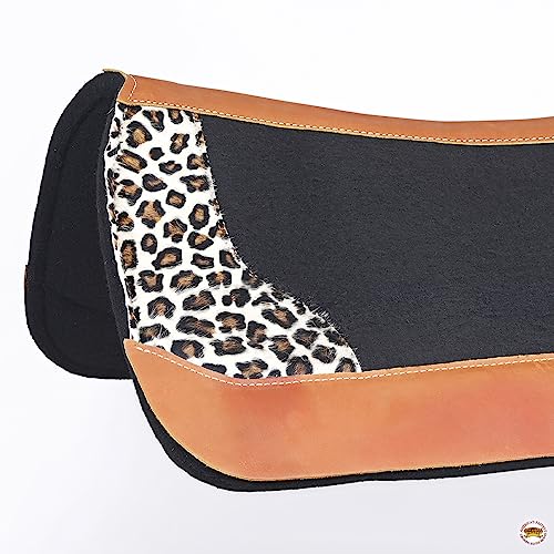 HILASON Western Wool Felt Horse Saddle Pad Black-Cheetah
