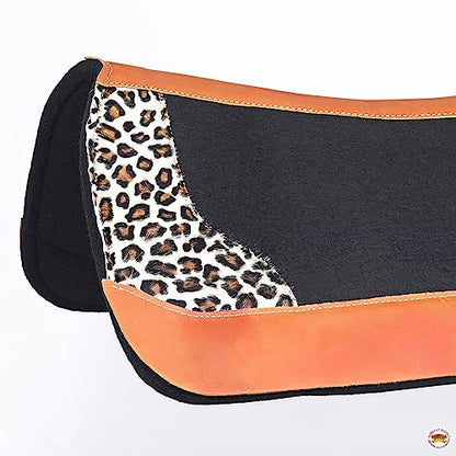 HILASON Western Wool Felt Horse Saddle Pad Black-Cheetah