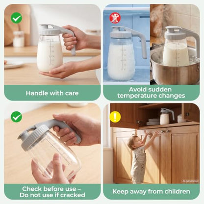 Momcozy Breast Milk Pitcher, Glass Storage Container Wide Mouth, 32oz Gray - color: Gray, size: 32 Ounce-1 Count