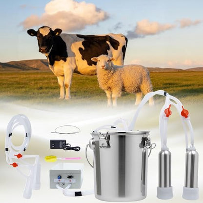 2 in 1 Cow and Goat Milker, 7L, 5200mAh Built-in Rechargeable Battery