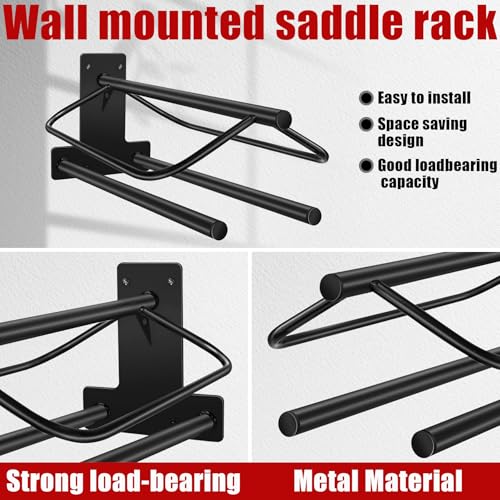23.8" L x12.6 W x10.2 H Saddle Rack with Double Pad Bar Heavy Duty Wall Mounted Saddle Rack Suitable for English and Western Saddles Horse Stall Barn Trailer Tack Room Black - color: Two Bar-1PC