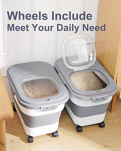 20-30 Lbs Rice Storage Container,Collapsible Food Storage Containers - color: Grey/20-30LBS