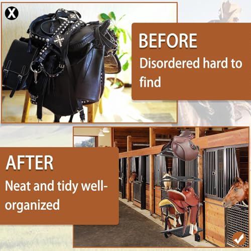 Sidasu Saddle Rack Wall Mount 4 Tier, Heavy Duty Horse Tack Storage - size: Integrated