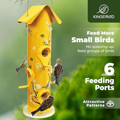 Kingsyard Metal Bird Feeders for Outdoors Hanging, Tube Bird Feeder - color: Yellow