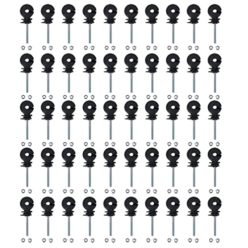 50Pcs Electric Fence Insulator, M6 Screw Type Screw-in Insulator Fence Post Wood Post Insulator for Electric Fence Agricultural Fencing