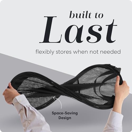 Handy Laundry Collapsible Mesh Pop-Up Hamper with Side Pocket - color: Black, 1-PACK
