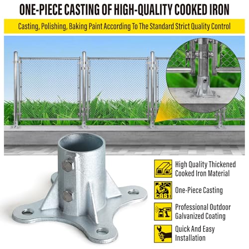 Post 2.5" (2 3/8" OD) Chain Link Fence Post Floor Flange Bracket, for Chain Link Fence Posts, Mailboxes, and Other Steel Round Post Galvanized Anchor Flange Bases (6 Pack) - size: 2.5"