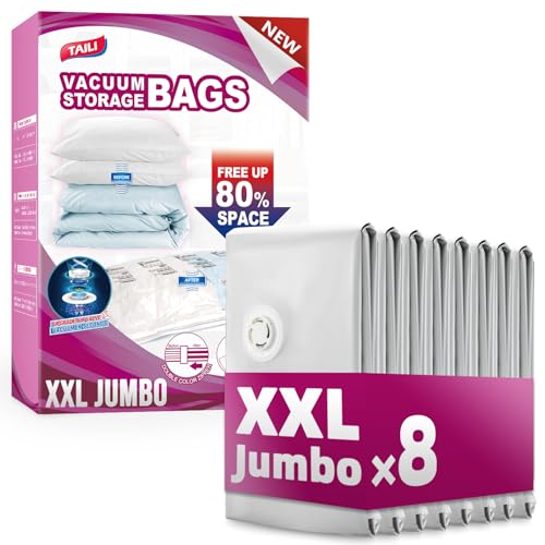 TAILI 8 Pack Vacuum Storage Bags, XXL Jumbo (47x39 Inch), Cream - size: 8 XXL Jumbo
