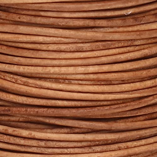 The Beadsmith Leather Cord – Dyed Antique Natural – 1mm Spool – 25 Yards/22.86 Meters – Indian Leather Thong Ideal for Braiding, Beading, Necklaces, Fine Lacing, Hair Accessories & DIY Jewelry Making - size: 1mm, style: Dyed Antique Natural – 25 Yards