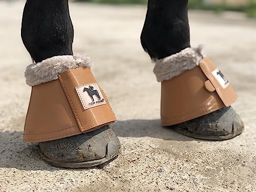 Horse Bell Boots Dressage Horse Boots XL L M S - color: Cognac Color, style: Bell Boots with Faux