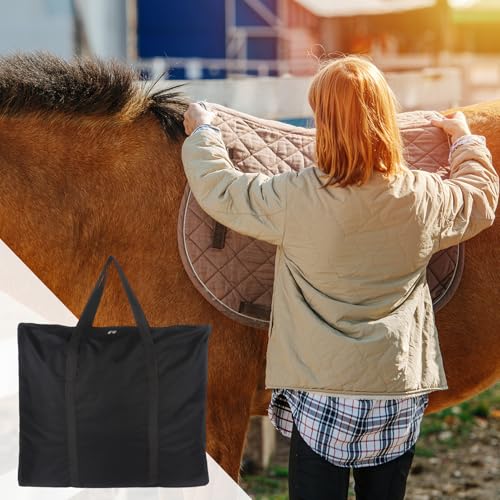 Klmnop English Saddle Pad Storage Bag, Heavy Duty 600D Oxford Cloth Horse Western Saddle Pad Carrier with 2 Compartments for Multiple Pads(Black)