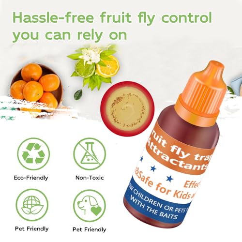Fruit Fly Trap Refill Liquid Only, 2025 Upgrade Traps for Indoors, Efficient Gnat Killer Indoor, Fruit Bait Home, Kitchen (6, Orange)