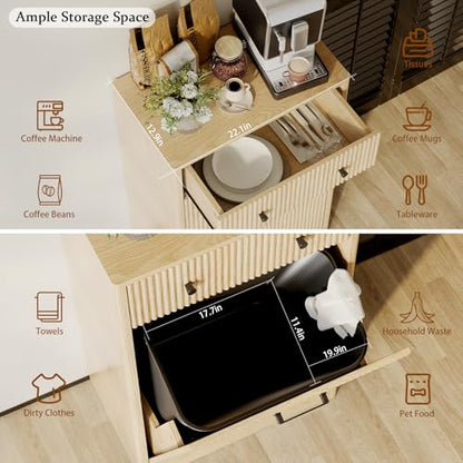 10 Gallon Tilt Out Trash Can Cabinet with Drawer, Hidden Trash Bin Storage & Laundry Hamper Cabinet, Pet Proof Trash Can Holder for Kitchen, Laundry Room & Bathroom, Oak - color: Oak