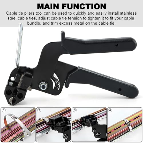 Metal Zip Tie Tool, Adjustable Fastening Cutting Self-Locking Stainless Steel Tie Wrap Cutter and Free Release Tool for Repair Fences, Exhaust Pipes, Chain Links, Head Wrap