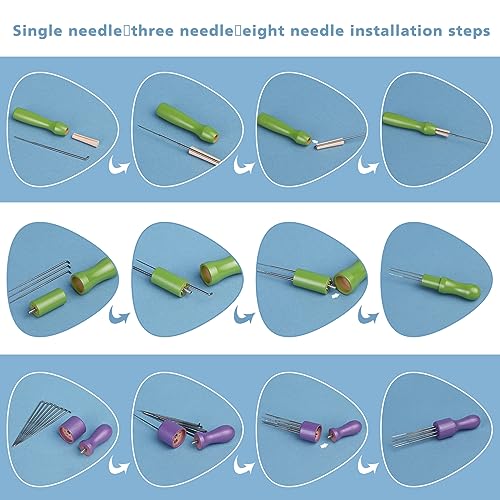 kdafio 74 Pcs Needle Felting Tools, Wool Carding Brush Needle Felting Kit - color: Color 2,74Pcs