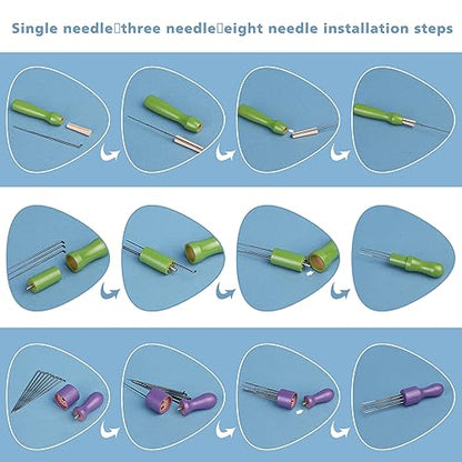 kdafio 74 Pcs Needle Felting Tools, Wool Carding Brush Needle Felting Kit - color: Color 2,74Pcs