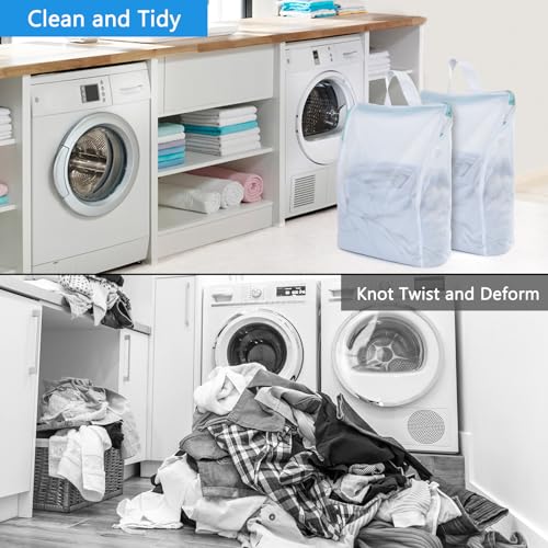OTraki 12x16 Inch Mesh Laundry Bag 2 Pack Small Lingerie Bags with Handle and Zipper Fine Mesh Bags Delicate Washable Laundry for Home Colleage Travel Don't Drying, Melting 140-176℉, White - size: 12 x 16 inch