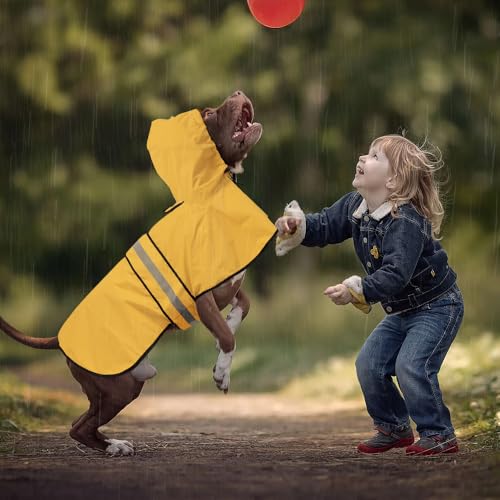 Raincoat Dogs - Waterproof Adjustable Pet Rain Coat Jacket, Lightweight Dog Hooded Rain Slicker Poncho with Reflective Strip for Small Puppies (Yellow, Small) - color: Yellow, size: Small