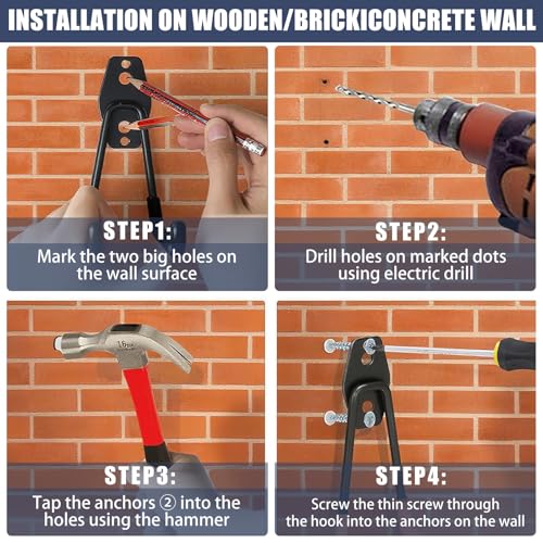 KOFANI Steel Garage Storage Hooks-16 Pack Black Heavy Duty Wall Mount Hooks - color: Black, size: 16 Pack