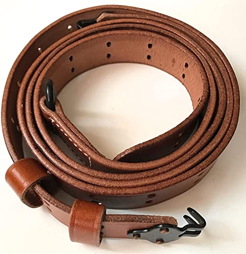 US M1907 Leather Sling WWII M1 Garand Rifle Sling (Leather & Steel Harware) - color: TAN