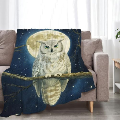 Owl Soft Cozy Blanket Owls Moon Throw Blanket Super Plush Warm Stuff Lightweight Fleece Flannel Blankets Gifts for Women Girls Kids Adults 80"X60" - color: Owl, size: 80"x60"