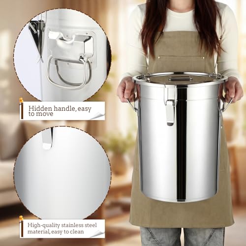 Lounsweer 2 Pack Stainless Steel Dog Food Storage Container with Lid and Locking Clamp Metal Airtight Container Large Stainless Steel Bucket with Food Scoop for Pet Feed(12 L) - size: 12 L