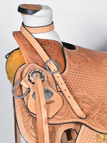 HILASON Western Horse Wade Saddle American Leather Ranch Roping Tan | Hand Tooled & for Horses