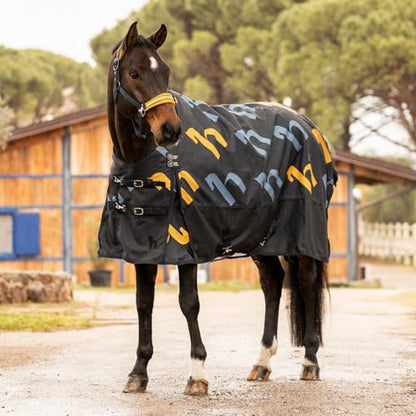 HORZE Nevada 1200D Lightweight Waterproof Horse Turnout Sheet with Fleece Lining (No Fill) - Dark Blue - 69 in