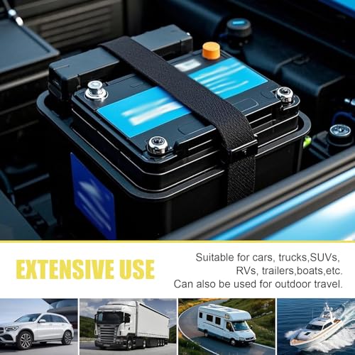 WZP 2PCS Car Battery Tie Down Straps, 39 Inch Battery Box Strap with Adjustable Buckle, Universal Batterys Hold Down for Cars Trucks SUVs Boats Luggage Belt