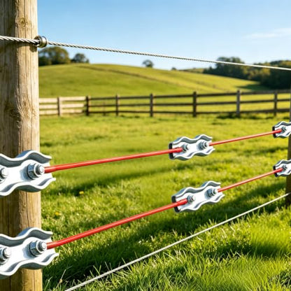 25 PCS M5 Poly Rope Galvanized Steel Connector Wires Kit for Electric Fence | Upgraded M5 Wires Splicer Galvanized Steel Connector Kit for Electric Fences 2 PCS Polyrope Silicone Copper Conductive Wires