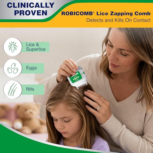 LiceGuard RobiComb Electronic Head Lice Comb, Gentle Lice Treatment | For Kids & Adults, Zapping Nit Comb Detects & Kills Infestation in Thick, Fine & Curly Hair, Microcharge Technology