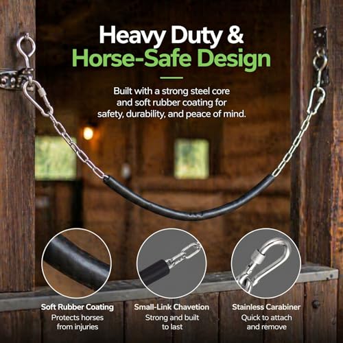 1 Pc 47 Inch Horse Stall Guard Stall for Horses Chain Fence Gate Hardware | Soft Rubber-covered Gate Chain for Horse Stalls, Heavy Duty Double Ended Snaps, for Barn Fence and Horse Accessories
