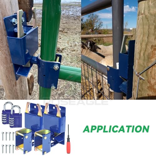 [Upgraded] 2 Pack Blue S16100100 Two Way Lockable Gate Latch - size: A5 2xLockable Gate Latch