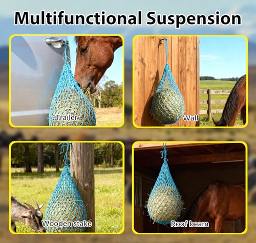 2 Pcs Hay Nets for Horses Slow Feed,40'' Horses Hay Nets,Blue - color: Blue